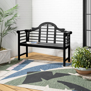 Lutyens Arched 600-Lbs Support Acacia Wood Outdoor Garden Patio Bench - JONATHAN Y